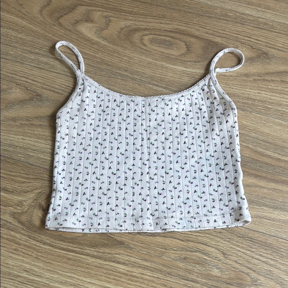 Brandy Melville Cream Floral Camisole